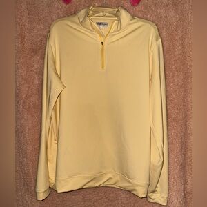 Peter Millar Yellow Striped 1/4 zip performance pullover